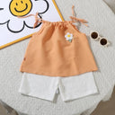 Floral Embellished Halter Top And Shorts Set For Girls