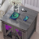 24-Inch Farmhouse Industrial End Table With Charging Station