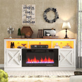 Farmhouse Rustic Fireplace TV Stand With LED Light