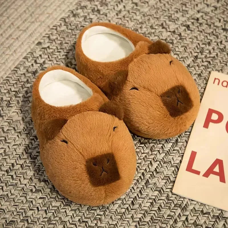Capybara Plush Indoor Winter Slip-On Cozy Slippers