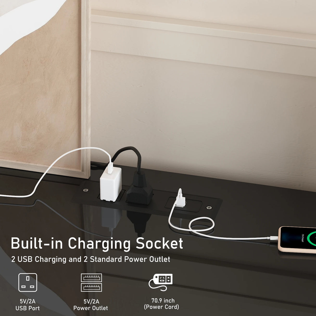 Modern High Gloss 72-Inch LED TV Stand With Storage