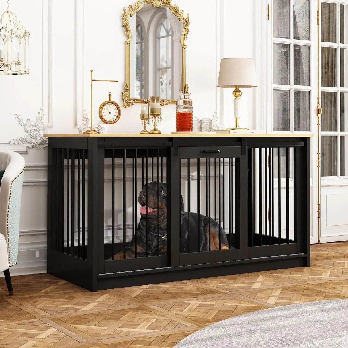 Extra Large Indoor Heavy Duty Furniture-Style Dog Crate - Omega Lifestyles