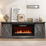 Farmhouse Wooden Sliding Barn Door Coffee Bar Cabinet