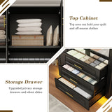 Modern Minimalist 4-Door LED Armoire Wardrobe Closet