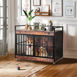 Industrial Wood Heavy Duty Large Dog Crate With Wheels - Omega Lifestyles