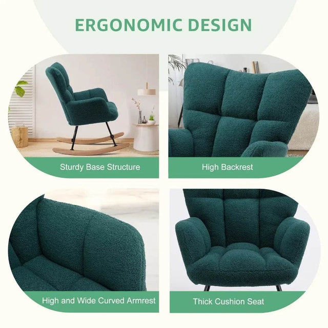 Ergonomic Teddy Bear Fabric Rocking Chair - Omega Lifestyles
