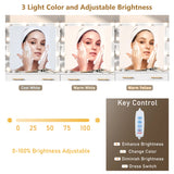 Modern Glass Top Vanity Desk With Mirror LED Lights