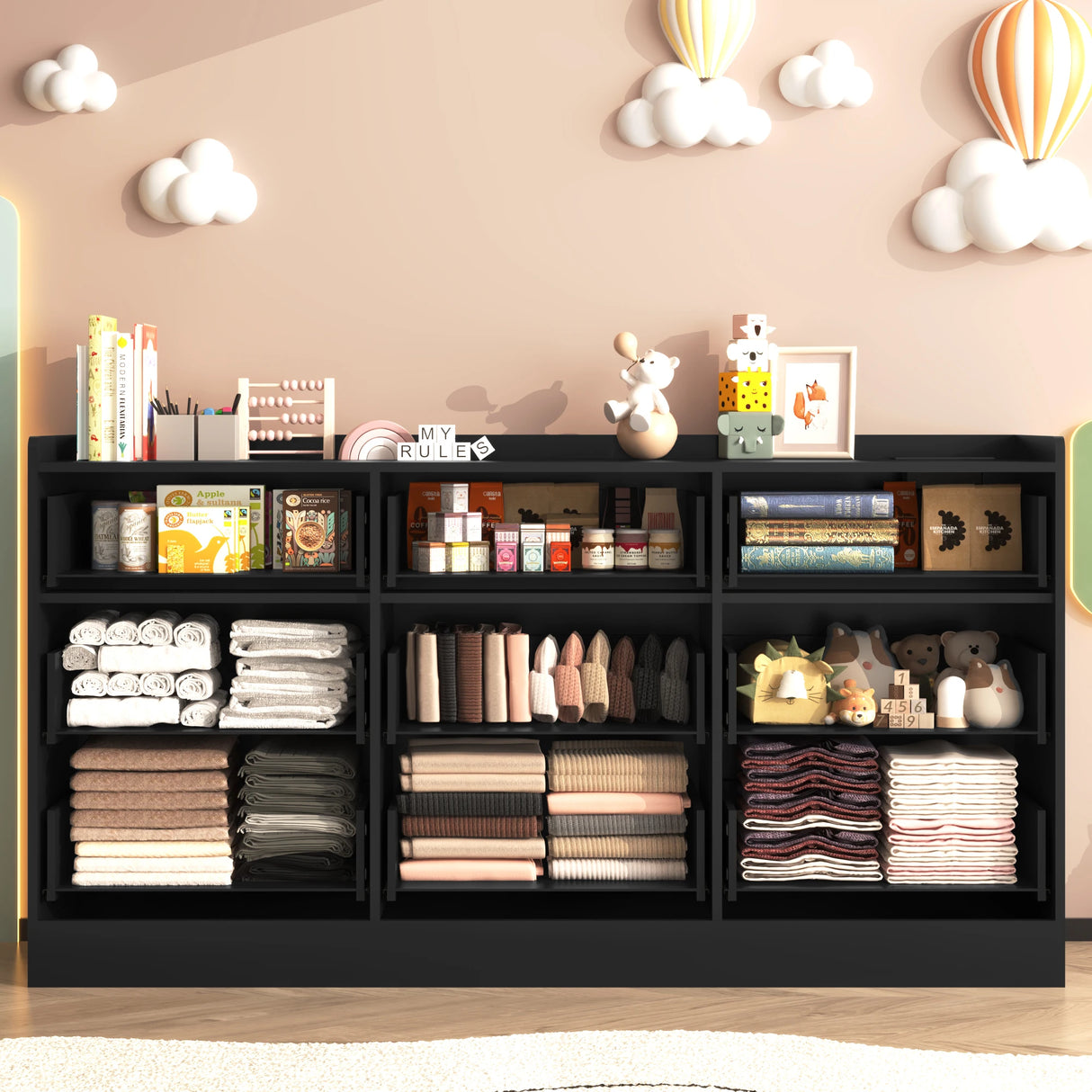 9-Drawer Wooden Dresser With LED Lights And Charging Station