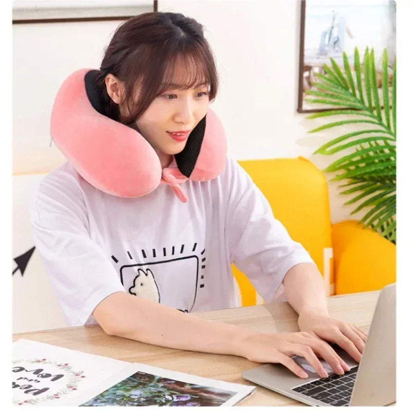U-Shaped Memory Foam Travel Neck Pillow Cervical Support - Omega Lifestyles