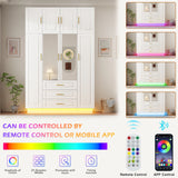 Modern Minimalist 4-Door LED Armoire Wardrobe Closet