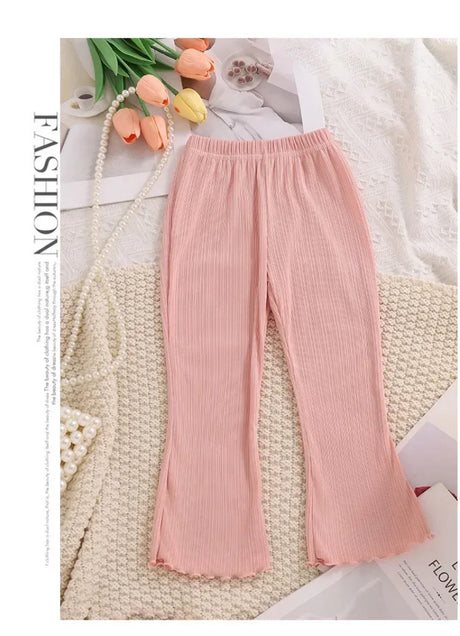 Girls Summer Casual Polyester Elastane Wide Leg Pants - Omega Lifestyles