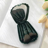 5-Piece Portable Soft Wool Fiber Makeup Brush Set With Mirror - Omega Lifestyles