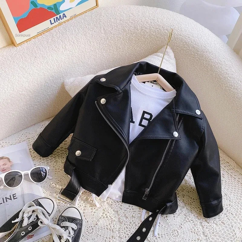 Children’s Autumn Thin Cotton Polyester PU Leather Jacket - Omega Lifestyles
