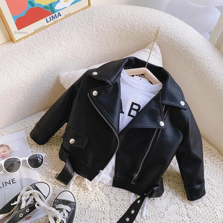 Children’s Autumn Thin Cotton Polyester PU Leather Jacket - Omega Lifestyles