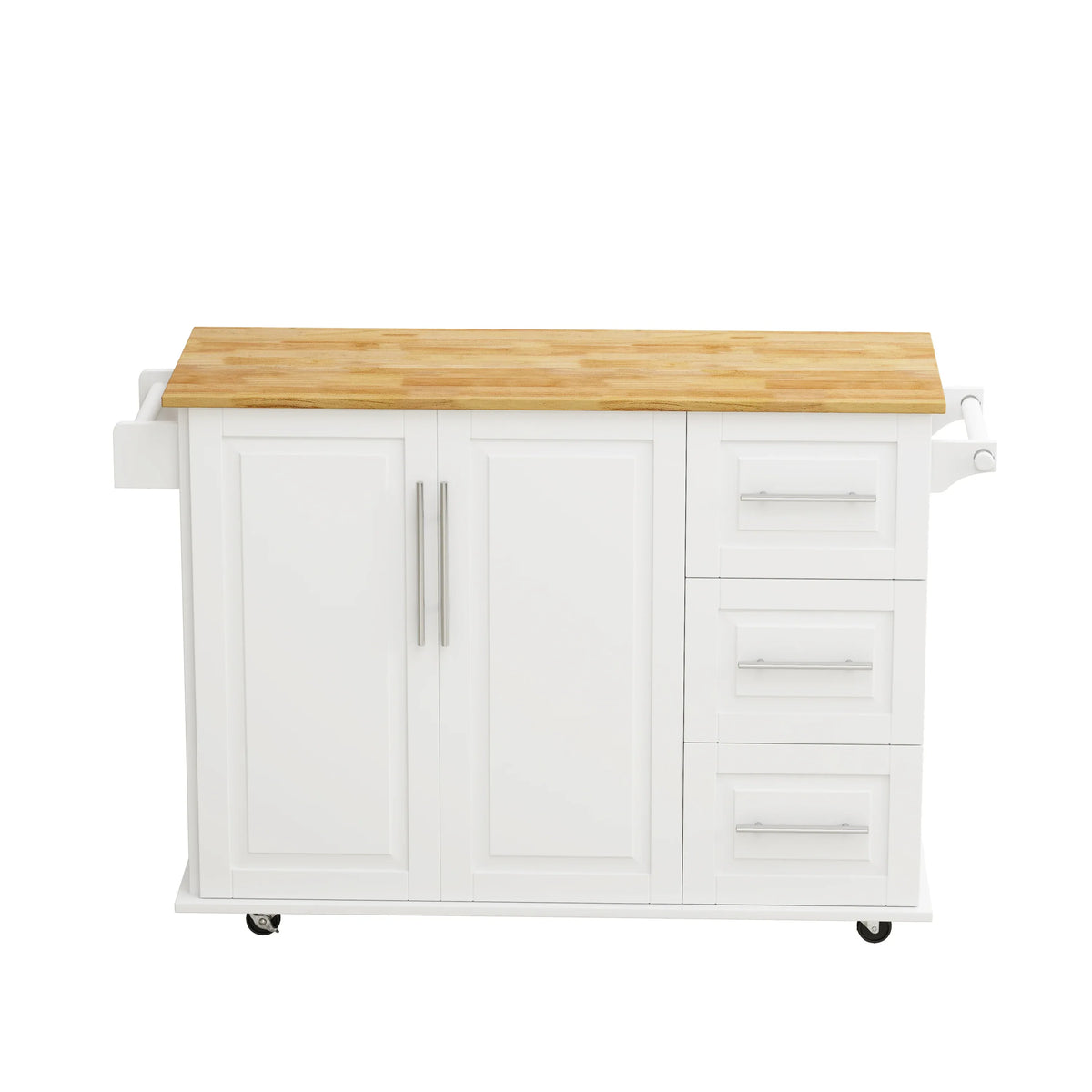 White Kitchen Island Cart With Storage Drawers And Wheels - Omega Lifestyles