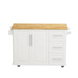 White Kitchen Island Cart With Storage Drawers And Wheels - Omega Lifestyles