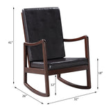 Dark Brown Faux Leather Rocking Chair With Cushion - Omega Lifestyles