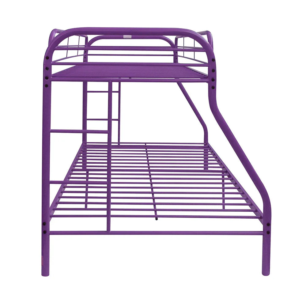 Twin Full Metal Tube Frame Purple Bunk Bed With Ladder - Omega Lifestyles