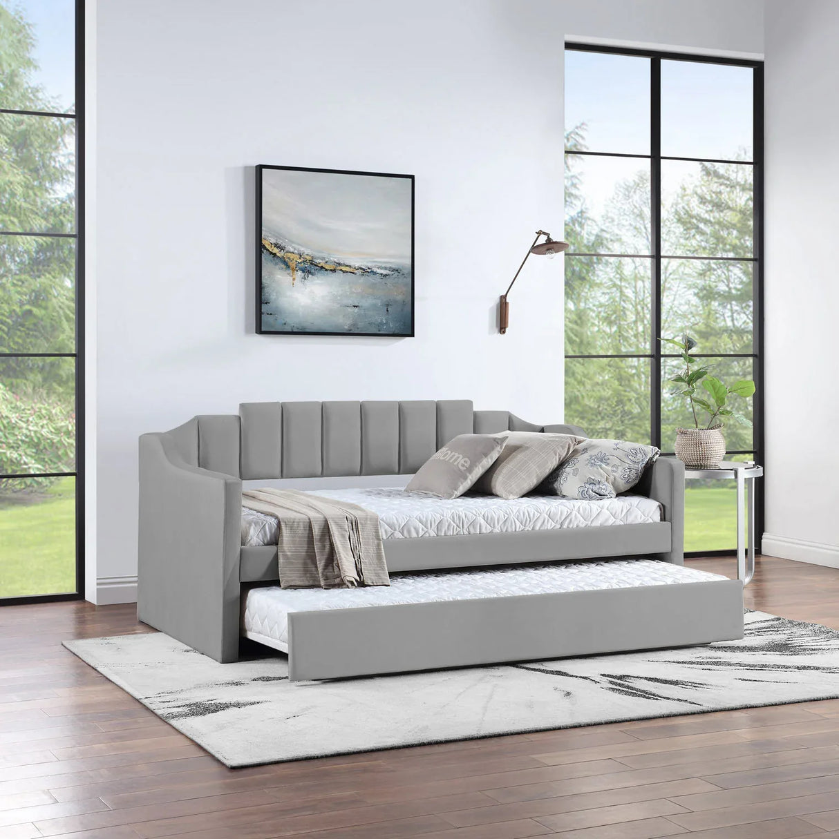 Twin Upholstered Solid Wood Daybed With Trundle - Omega Lifestyles