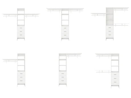 96-Inch White Adjustable Wood Metal Closet Organizer System - Omega Lifestyles