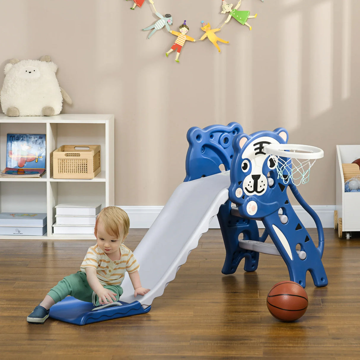 2-in-1 Toddler Slide With Basketball Hoop - Omega Lifestyles