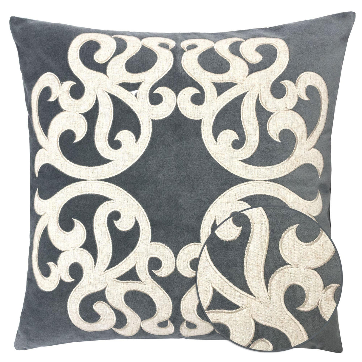 20-Inch Grey Polyester Velvet Decorative Pillowcase Cover - Omega Lifestyles