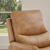Brown Faux Leather Power Recliner Chair With Swivel And Recline - Omega Lifestyles