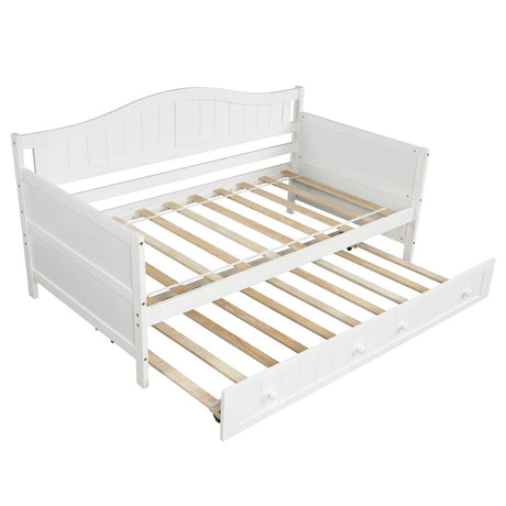 Twin White Solid Wood Cottage Style Daybed With Trundle - Omega Lifestyles