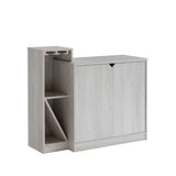 White Oak Two-Door Bar Cabinet With Wine Bottle Rack - Omega Lifestyles