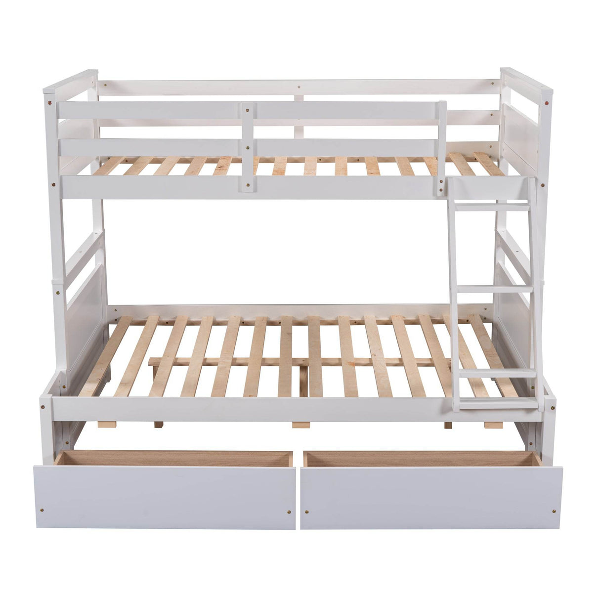 Twin Over Full Solid Wood White Bunk Bed With Storage - Omega Lifestyles