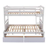 Twin Over Full Solid Wood White Bunk Bed With Storage - Omega Lifestyles
