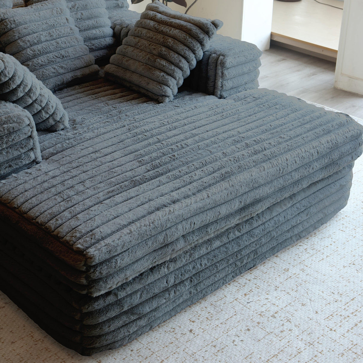 Oversized Corduroy Upholstered Chaise Lounge Chair - Omega Lifestyles