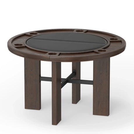5-Piece Walnut Wood Dining Table and Game Set - Omega Lifestyles