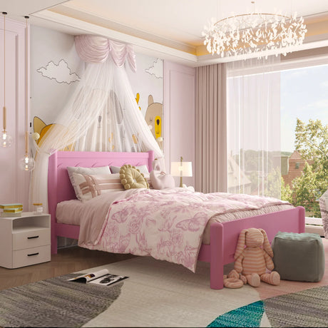 Queen Pink Solid Wood Platform Bed Frame - Omega Lifestyles