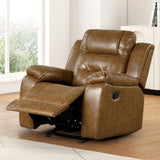 Transitional Brown Leatherette High Density Foam Manual Recliner - Omega Lifestyles