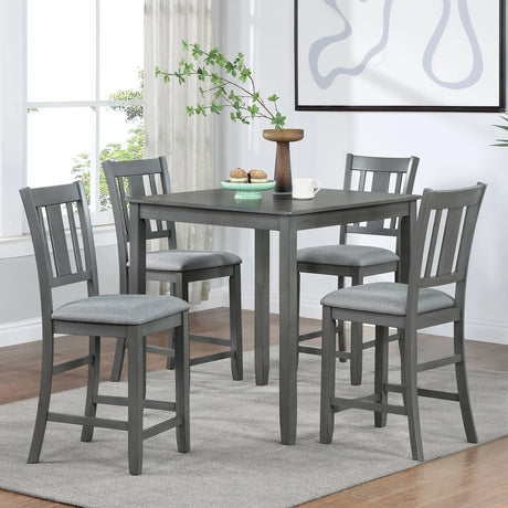5-Piece Gray Acacia Wood Counter Height Dining Set - Omega Lifestyles