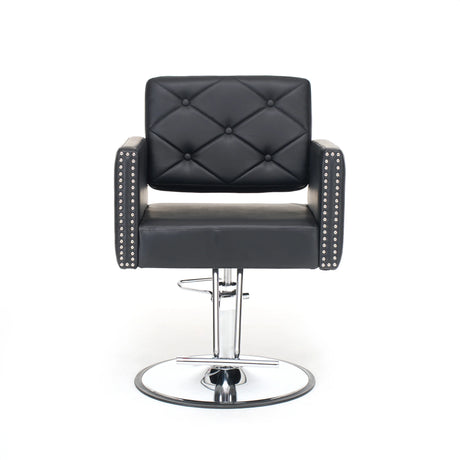 Black PU Leather Adjustable Height Barber Chair with Swivel - Omega Lifestyles