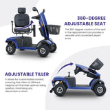 Heavy Duty Blue Metal Mobility Scooter With Suspension - Omega Lifestyles