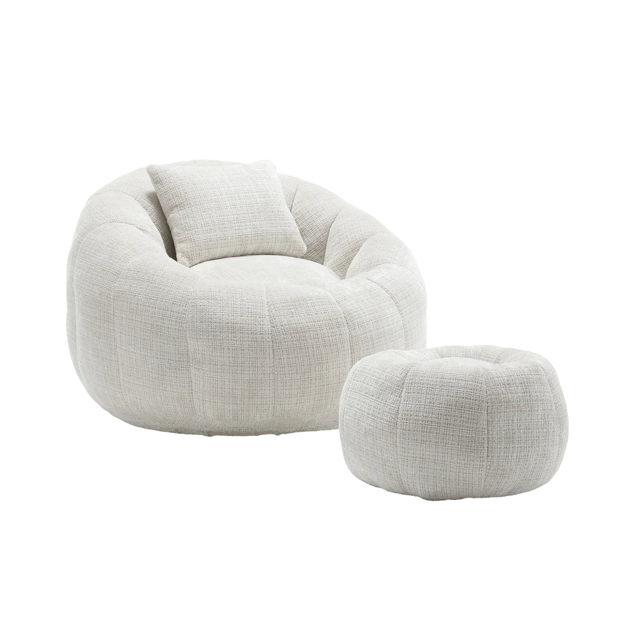 Ergonomic Chenille Foam-Padded Round Chair With Ottoman - Omega Lifestyles