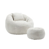 Ergonomic Chenille Foam-Padded Round Chair With Ottoman - Omega Lifestyles