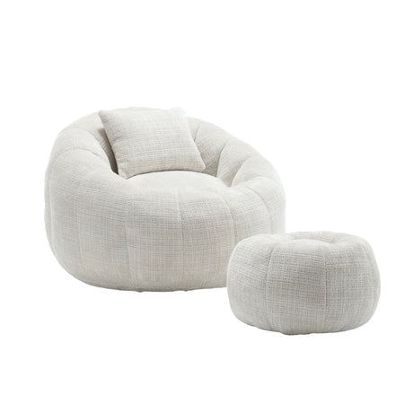 Ergonomic Chenille Foam-Padded Round Chair With Ottoman - Omega Lifestyles