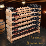 Natural Wood 6-Tier Stackable Pine Wine Rack - Omega Lifestyles
