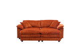 Corduroy 2-Seat Sofa With Pillows And Ottomans - Omega Lifestyles
