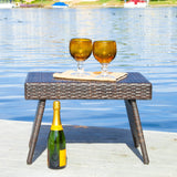 Transitional Faux Rattan Folding Wicker Accent Table