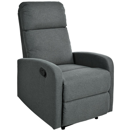 Manual Adjustable Recliner Chair Charcoal Polyester Upholstery - Omega Lifestyles