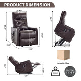 Brown Faux Leather Power Lift Recliner Chair With Massage - Omega Lifestyles