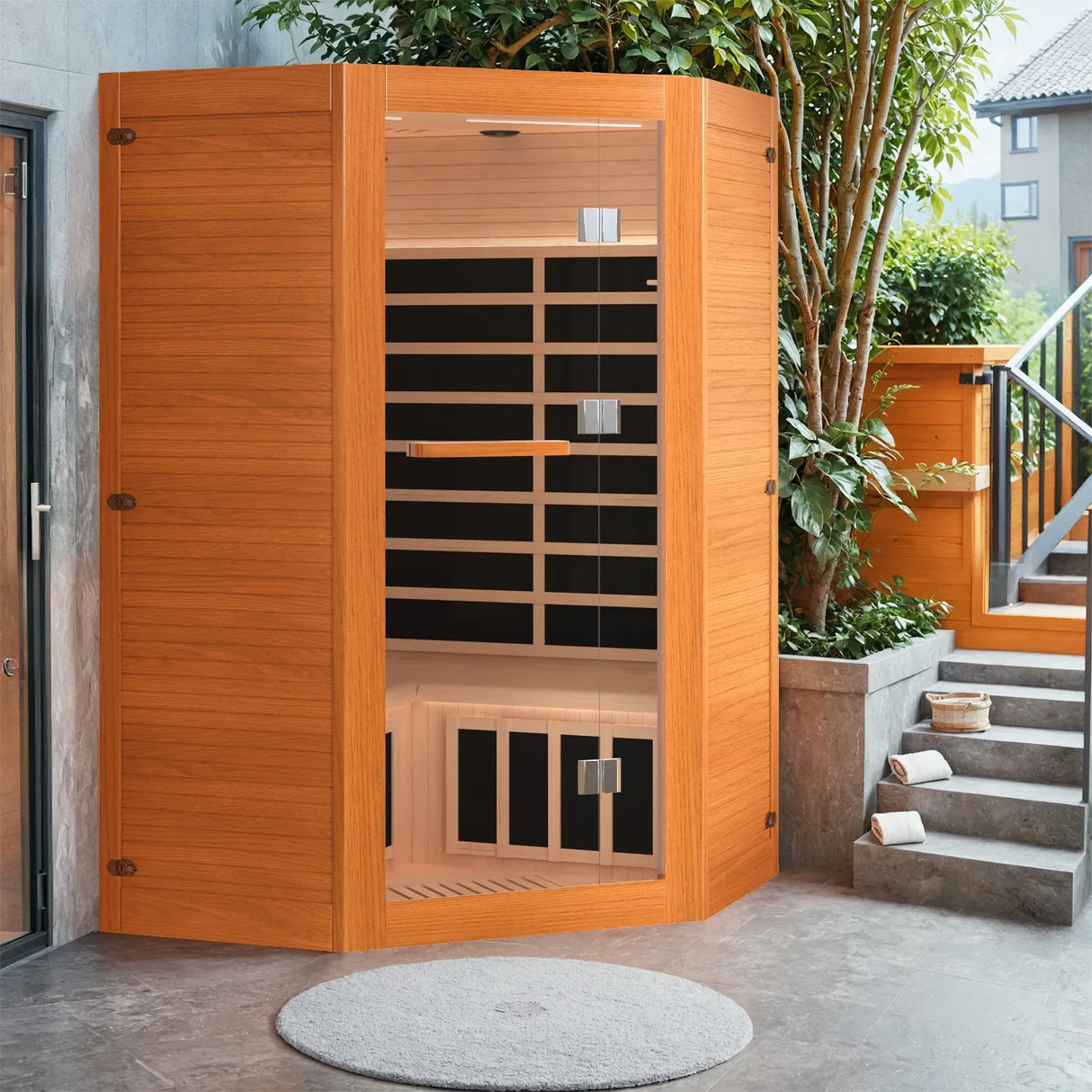 Far Infrared Wood Home Sauna With Bluetooth Speaker - Omega Lifestyles