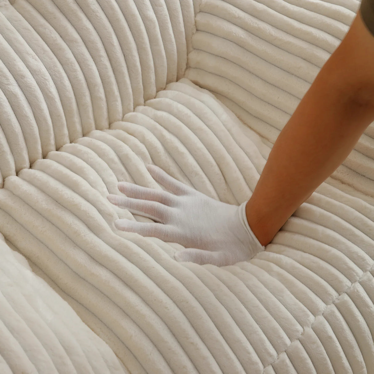 Giant Corduroy Bean Bag Chair With Armrests Footstool - Omega Lifestyles