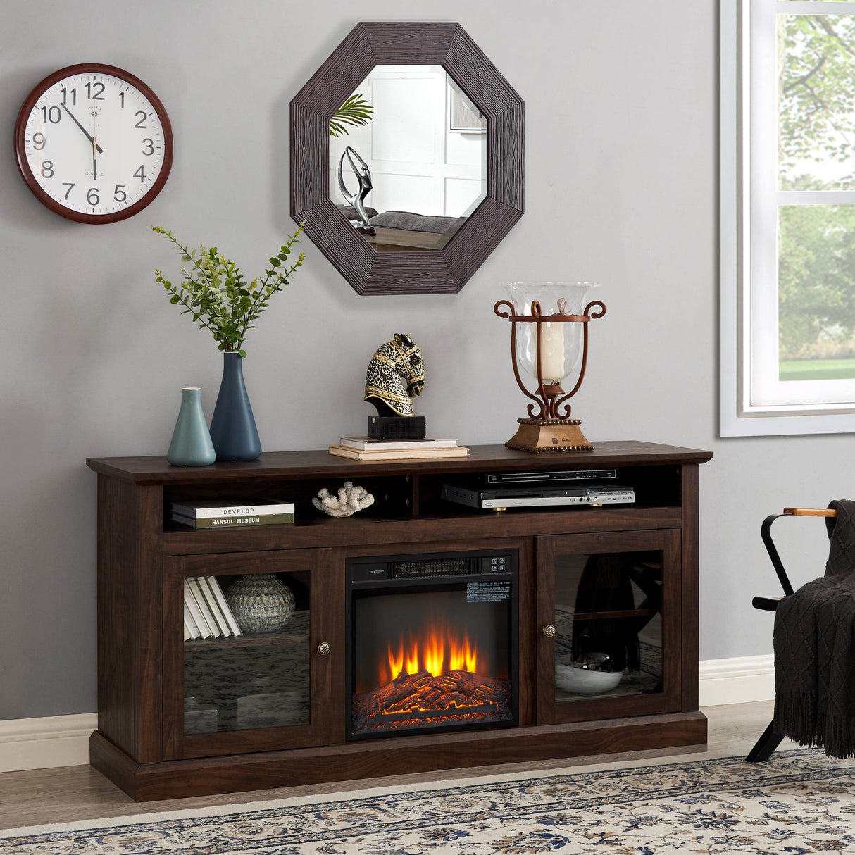 Modern American Traditional Fireplace TV Stand Console - Omega Lifestyles