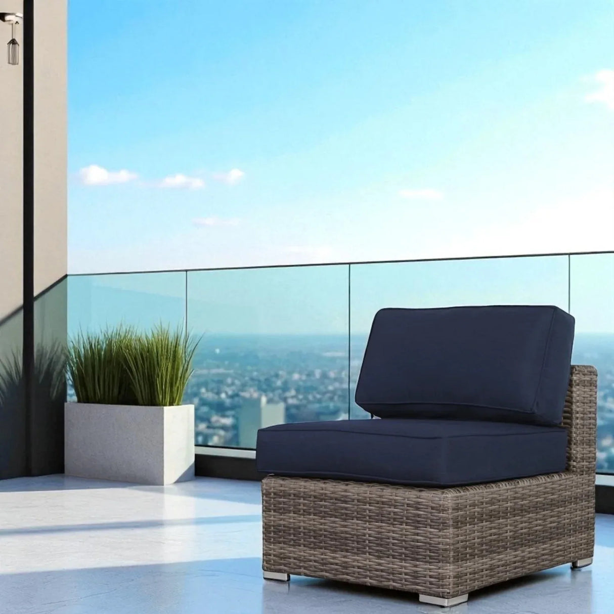 Set of 2 Fully Assembled Outdoor Armless Patio Chairs - Omega Lifestyles